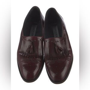 Bruno Magli Burgundy Leather Tassel Accents Dress Loafers
